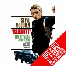 BULLITT BB1 STEVE MCQUEEN POSTER ART PRINT A4 A3 SIZE BUY 2 GET ANY 2 FREE
