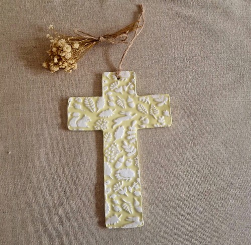 Decorative handmade clay cross - handmade,