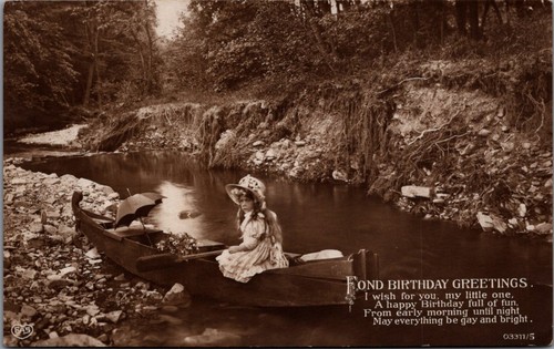 Rppc birthday greetings girl - birthday,