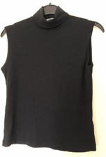 Marks And Spencer Sleeveless Polo Neck Size 10 Black With Stretch