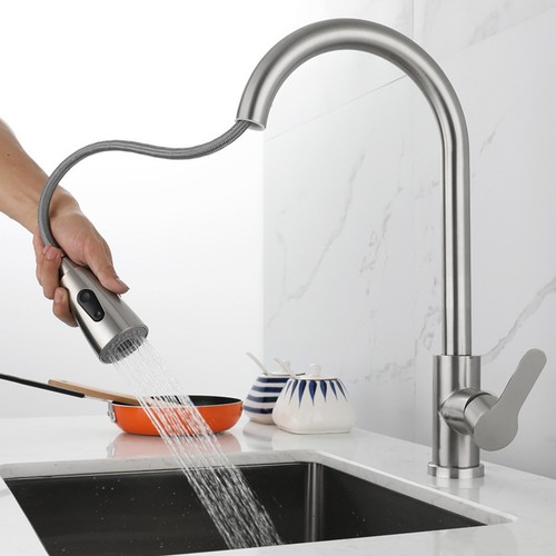 Kitchen faucet with pull - with,