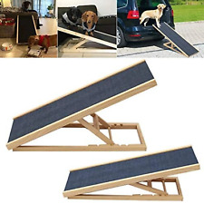Dog Ramp Solid Wooden Pet Ramp Car Sofa Dog Ladder w/Non-slip Carpet Safety