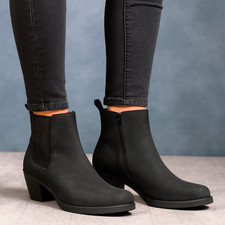 Russell & Bromley Black Leather Side Zip Hybrid Chelsea Boot Size EU 39 UK 6