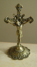 Beautiful English Vintage Brass Altar Crucifix Jesus Christ INRI 20cm 514g
