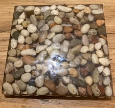 Set of Three unusual  Beach pebble Theme Square Coasters