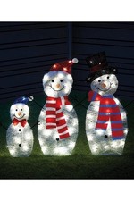 Christmas Decorations Snowman Family 3 Piece 75 LED Lights Outdoor Set 78cm 3763