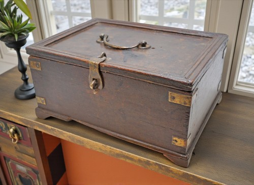 Antique wooden storage chest - antique,