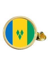 St Vincent & Grenadines National Flag Gold Plated Domed Lapel Pin Badge in Bag
