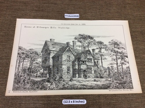 1885 antique architects print - 1885,