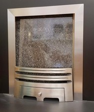 REPLACEMENT GAS FIRE SILVER BRUSHED STEEL CAST IRON 16" FRET 3 PIECE FRAME TRIM