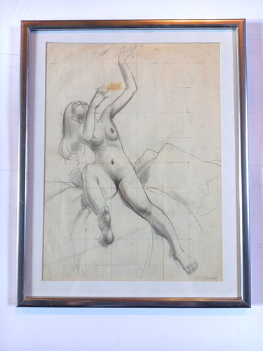 Framed vintage pencil - , drawing