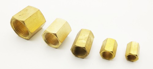Brass hex deep - fully, threaded