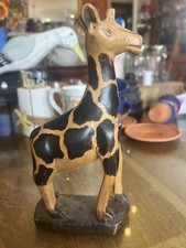 Hand Carved 18cm Wooden Giraffe Ornament / Figurine. African Art. 