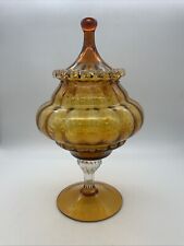 Vintage Glass Bon Bon Apothecary Circus Tent Glass Jar Empoli Amber Large Rare 