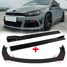 For VW Scirocco 1.4TSI Black Front Bumper Lip Splitter Spoiler + 2m Side Skirts