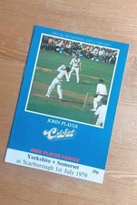 1979 Yorkshire v Somerset cricket programme John Player League, 1 July