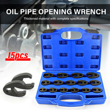 (15) Crow Foot Spanner Set 8-24mm Heavy Duty Open End Crows Feet Spanners Wrench