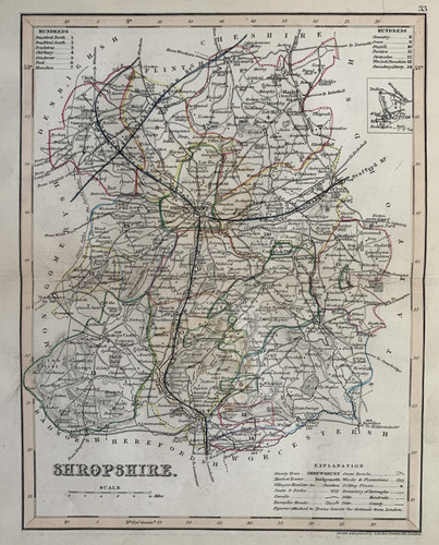 Map shropshire antique - map,