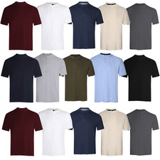 Mens Henley T-shirt Plain Short Sleeve Grandad Neck Top Casual Summer M- (2332)
