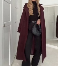 Burgundy Maxi Coat - Size S