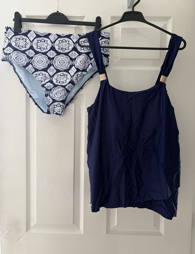 Blue tankini set waist - tankini,