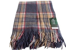 Highland Wool Blend Tartan Blanket / Throw  Stewart Navy Tartan