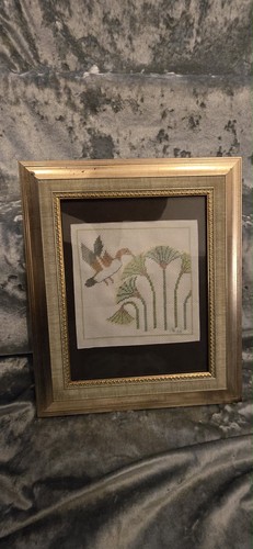 Framed hand cross stitch - cross,