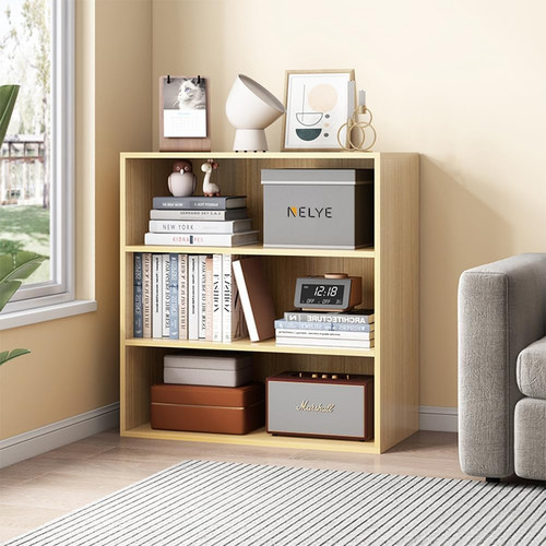 Tier oak open shelf bookcase - 3-tier,