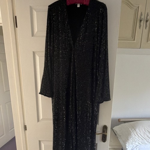 Black long sequin dress m - black, h