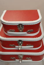 Vintage look Set of 3 Red Presentation Suitcase Storage  Boxs
