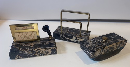 Antique black marble desk - antique,