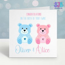 Personalised New Baby Twins