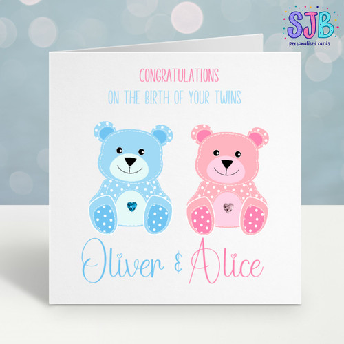 Personalised new baby twins - personalised,