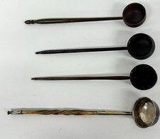 Antique Toddy Ladles collection of 4 Treen Victorian Whalebone Handle