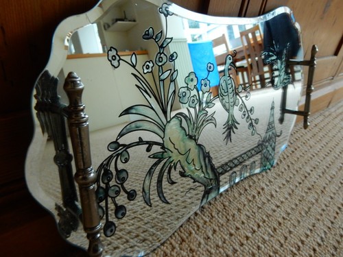 Vintage mirror glass tray - vintage,