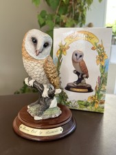 Vintage Leonardo Collection  Nature Studies  Barn Owl - On Wooden Base - Boxed