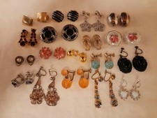 18 Pairs Of Vintage  Clip On And Screw Back Earrings Joblot