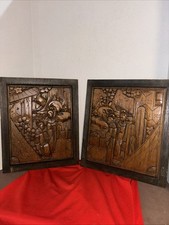 2 Custom hand carved wood Removed From Chinese coffee table top -Nice!