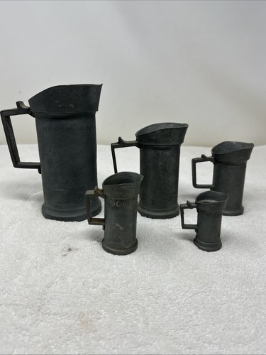 Antique 5pc pewter - pewter, measuring