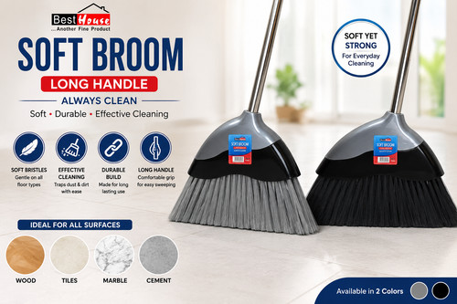 Soft angle broom with - soft, 1.2m