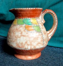 Attractive vintage art deco Crown Ducal stitch pattern pottery jug 6. 1/2 inches
