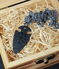 Vintage Viking Pirate Spear Runes Pendant Necklace