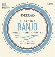 D'Addario EJ69B Ball-End 5 String Banjo Strings, Phosphor Bronze, Light, 9-20