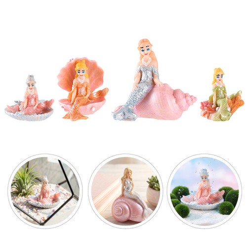 4pcs realistic resin mermaid - 4pcs,