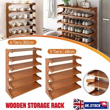 5/6 Tier Wooden Shoe Rack Storage Shelf Unit Cabinet Organiser Footwear Stand UK