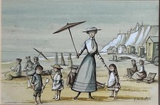 Joan de Bethel 1923~2017 ~ Original Watercolour Listed Rye Artist ~ The Cat Lady