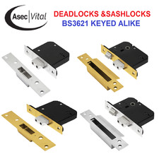 ASEC Vital British Standard Deadlocks/Sashlocks Keyed Alike 2.5"-3.0"  BS3621 