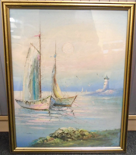 Framed oil painting - oil, on