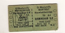 Railway ticket GWR Knowle &