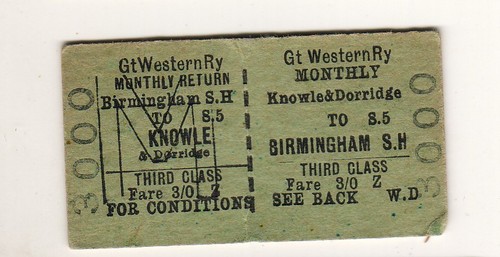 Railway ticket gwr knowle - knowle, &